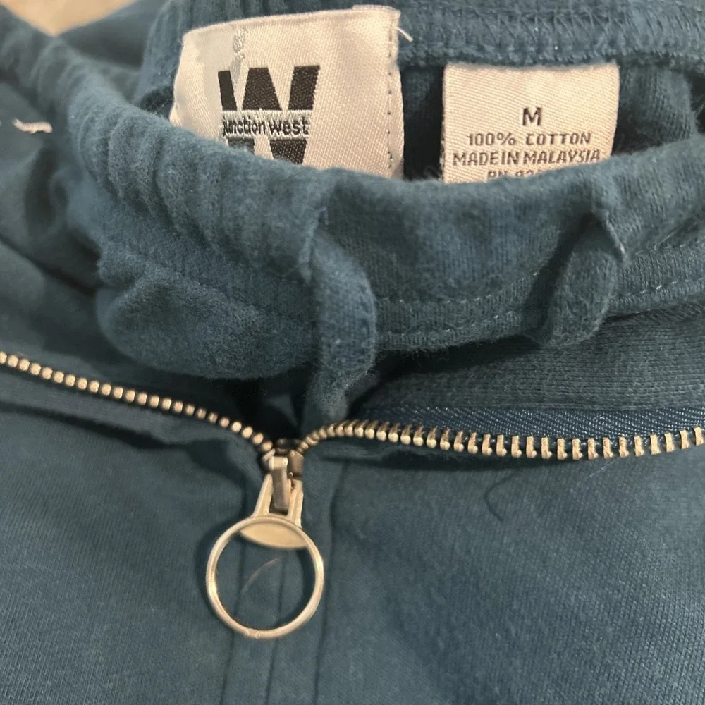 Vintage Two Piece Zip Sweatshirt and‎ Drawstring Skirt Set Teal Medium + Large